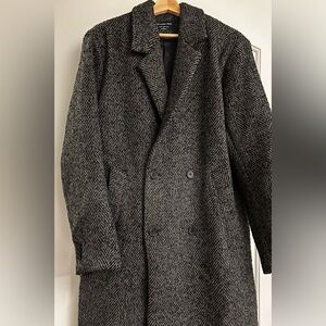 Abercrombie & Fitch Charcoal Herringbone Trench Coat